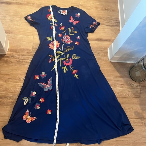 JOHNNY WAS Gracey Dress Crew Neck Swing Maxi Floral Butterfly Embroidery LARGE - Picture 12 of 12